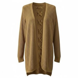 Pinque Jamelya Cardigan Sweater Size XS Sundried Honey Lace Up Knit Duster